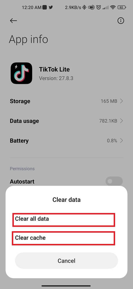 Clear Cache and Data