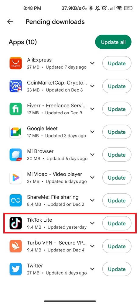 Update TikTok