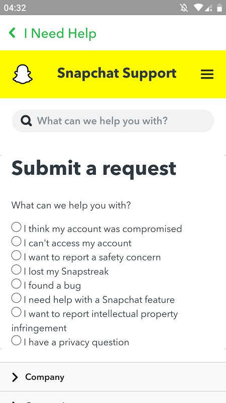 Snapchat Support