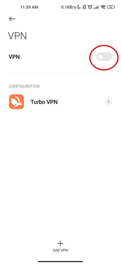 Disable VPN