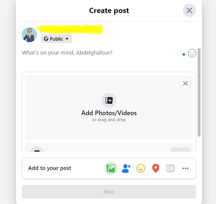 Create Post using facebook on pc