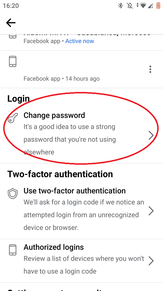 Chage your facebook password