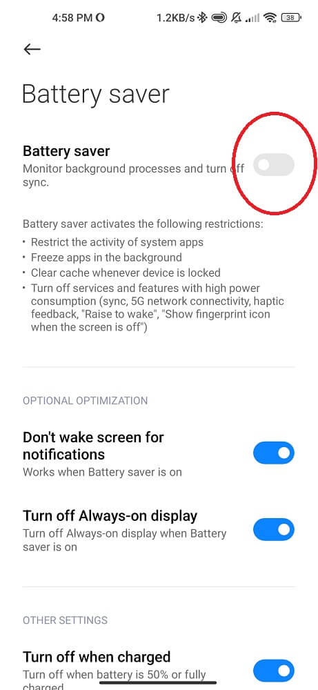 Disable Battery & Energy