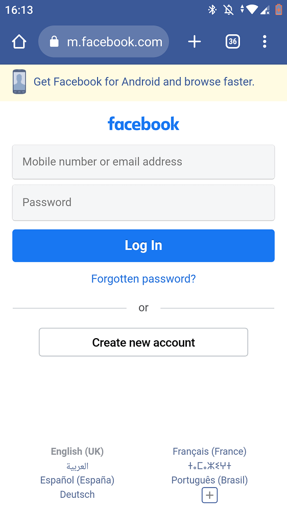 Try Facebook on the browser.