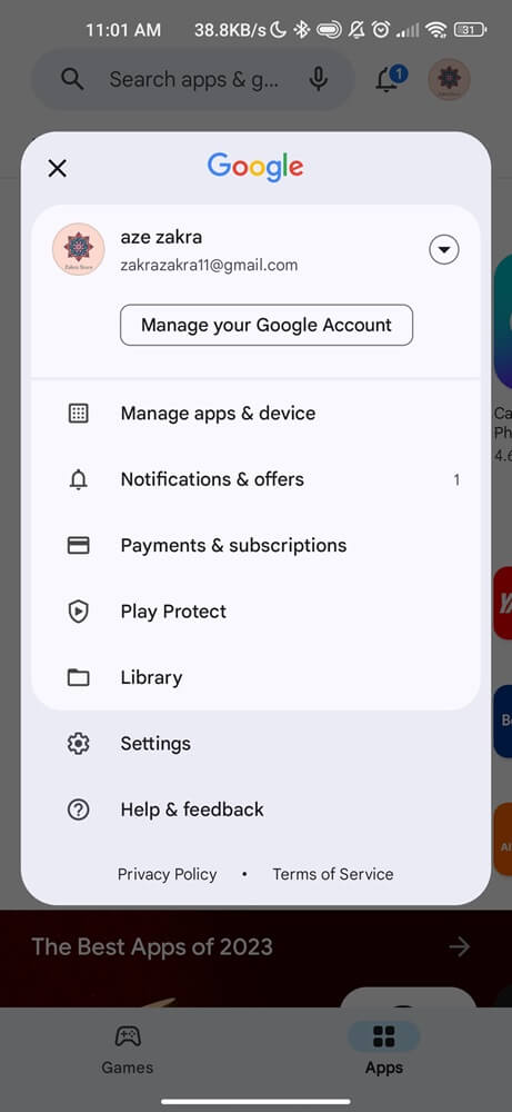 Manage apps and device