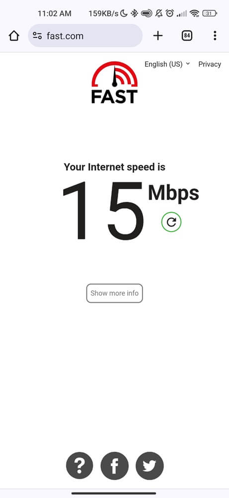 Run internet speed test