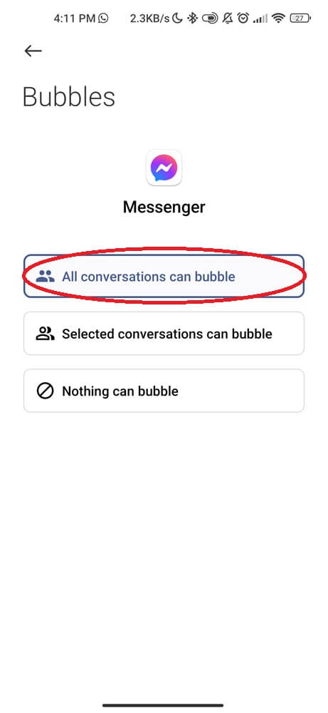 All discussions can bubble on messenger