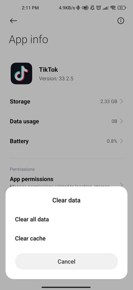 Clear all TikTok data and cache