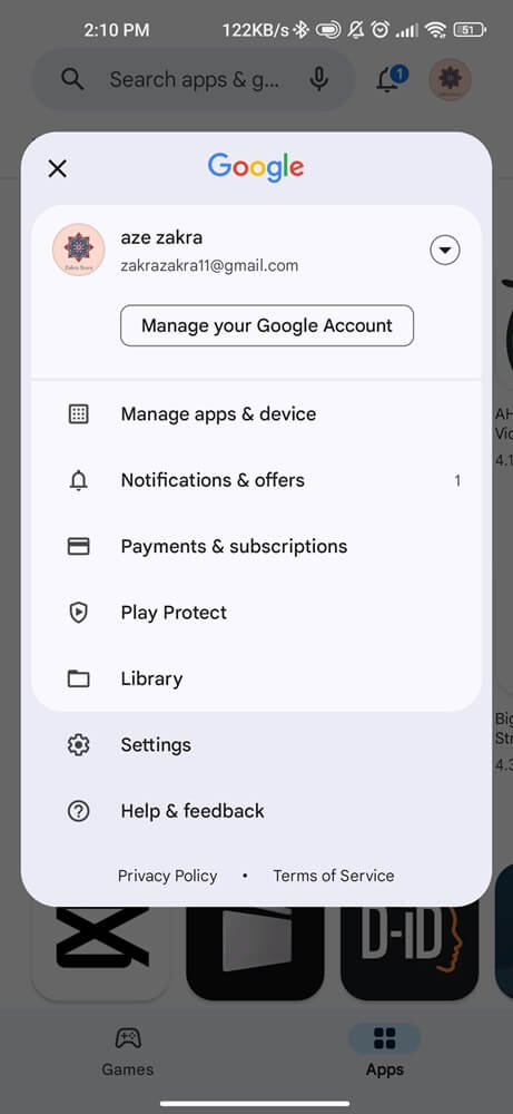 Manage apps and device