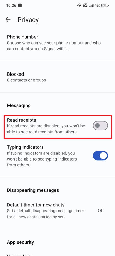 Turn off read receipts on Signal app (3) Turn off read receipts on Signal app (3)